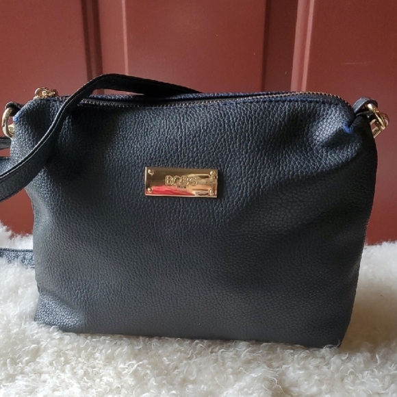 BCBG Paris Blue Crossbody Bag with Gold Accents Approx 10 X 8 - Picture 1 of 12